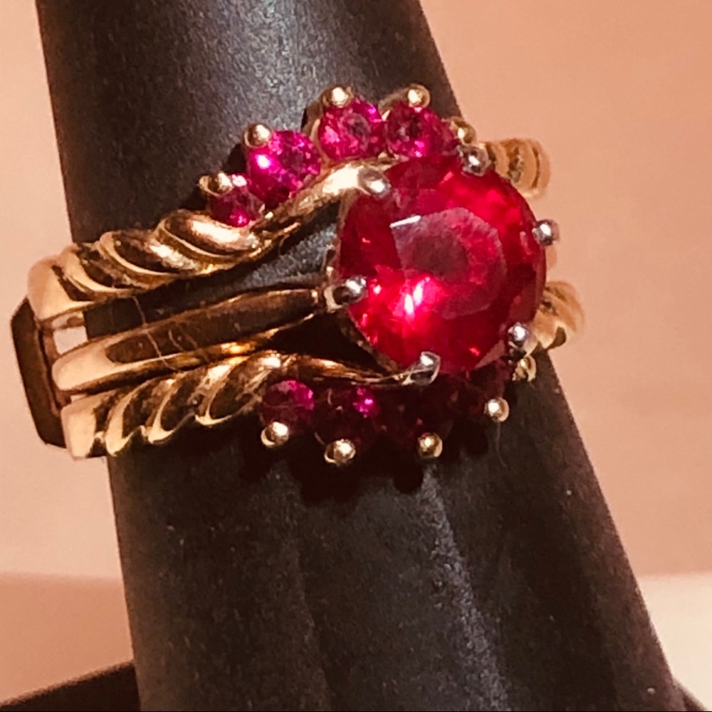Stunning 14K  Gold Real Rubies Ring Enhancer!
